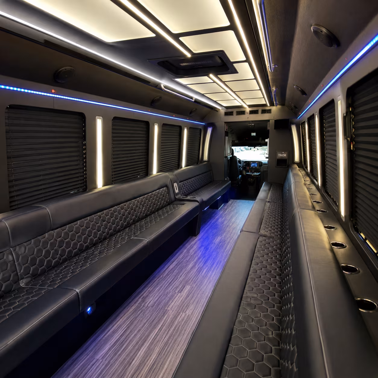 Group beside a Mercedes Sprinter limo in El Paso