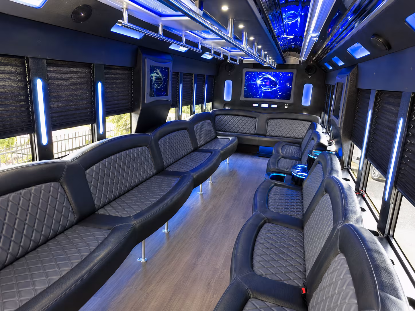 Interior of a party bus rental serving El Paso